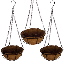 3 Vasos de Fibra de Coco 35cm Plantas Suspenso com Corrente