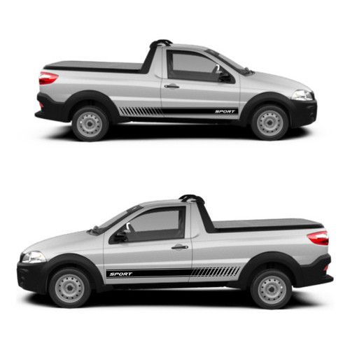 Kit 2 Adesivos Lado Motorista E Carona Do Carro Fiat Strada