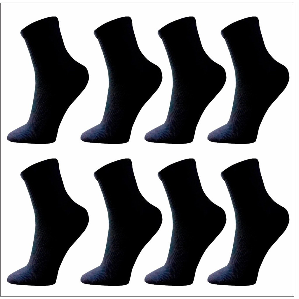 Kit meia 6 pares preto algodão cano alto sport