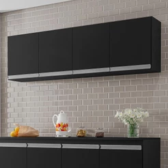 Armário Aéreo 150cm 4 Portas Andréia Preto - AJL Móveis