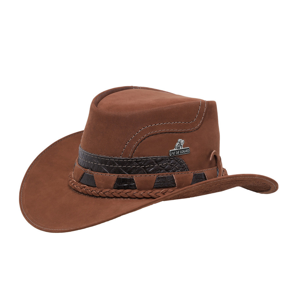 Chapéu Vaqueiro Masculino Peão Agro Country Em Couro Forrado Feito Á Mão