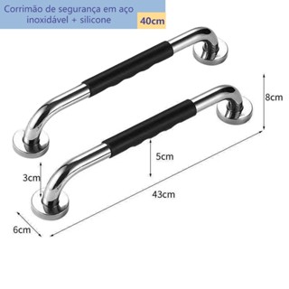 Kit 2 Barras de Apoio Inox 30cm/40cm/50cm para Banheiro - Corrimão de Segurança e Proteção para Idosos e Deficientes em Oferta na Shopee