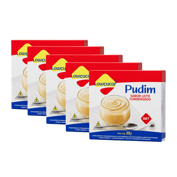 Pudim Leite Condensado Zero Açúcares Lowçúcar contendo 5 unidades de 25g cada