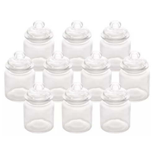 Kit 10 Porta Mantimentos de vidro com tampa Arena 260ml em Oferta na Shopee