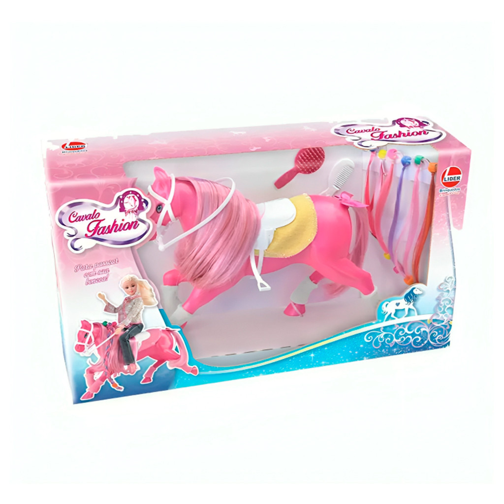 Cavalo Fashion Rosa Crinas Coloridas Com Acessórios 2458 - Líder em Oferta na Shopee