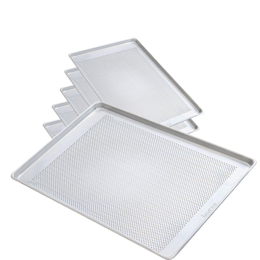 KIT 5 ASSADEIRA 60X40X2 PERFURADA ESTAMPA ALUMÍNIO 0,8 MM - IMECA