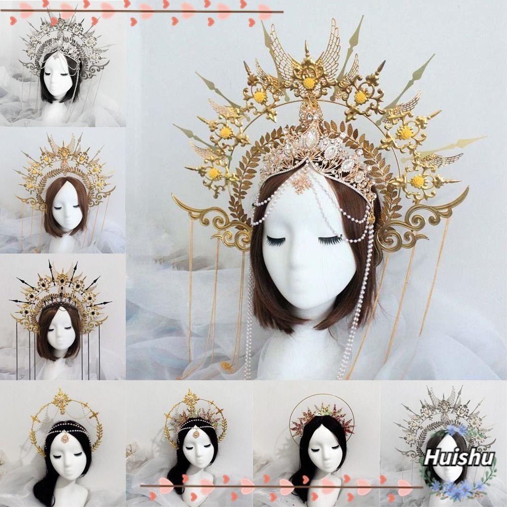 HUISHU DIY Crown Material Kits De Coroa Moda Peças De Cabeleireiro De Casamento Feitas À Mão em Oferta na Shopee