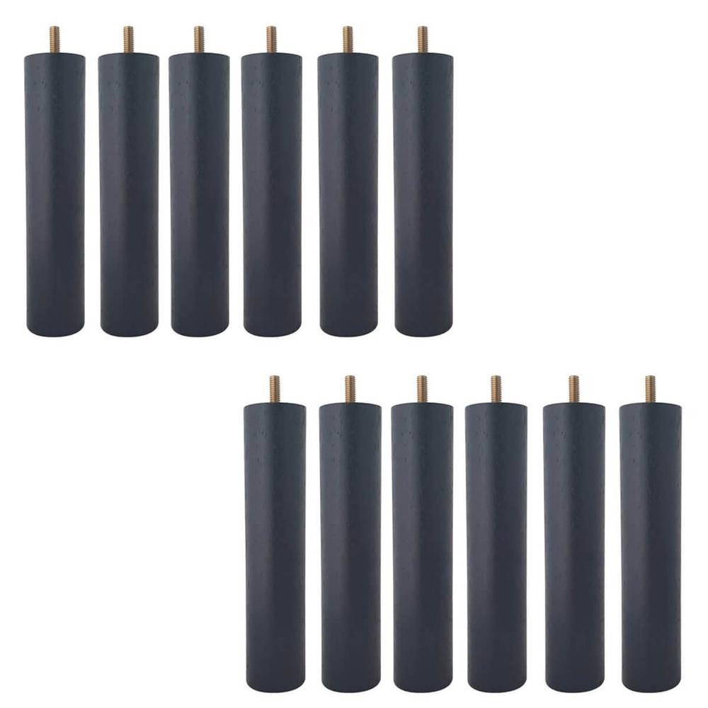 Conjunto 12 Pés de Cama 20cm Pés de Madeira Palito Box Baú Casal Preto