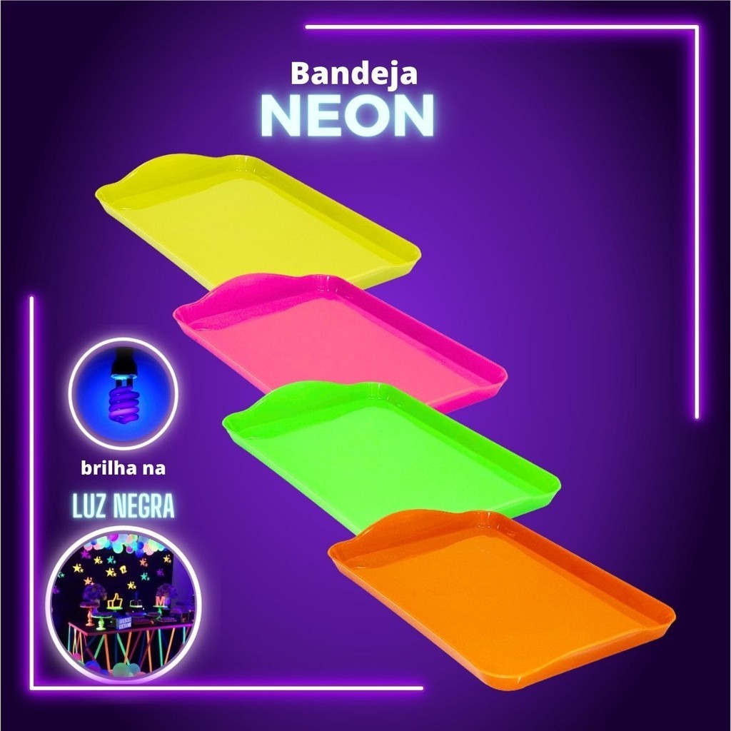 Bandeja Neon Para Doces Brilha na Luz Negra 26x15cm em Oferta na Shopee