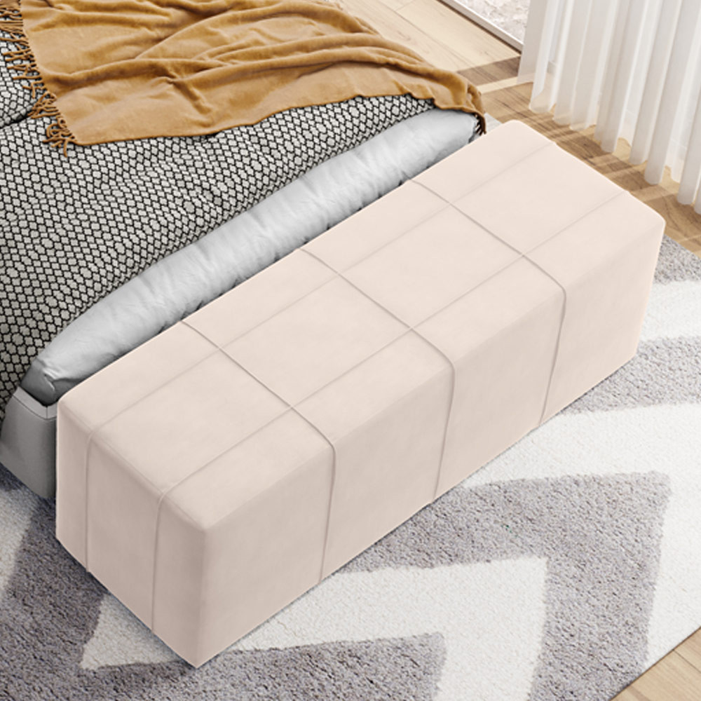 Puff Decorativo Living Sala de Estar 160 cm Roma W01 Suede Bege - Lyam