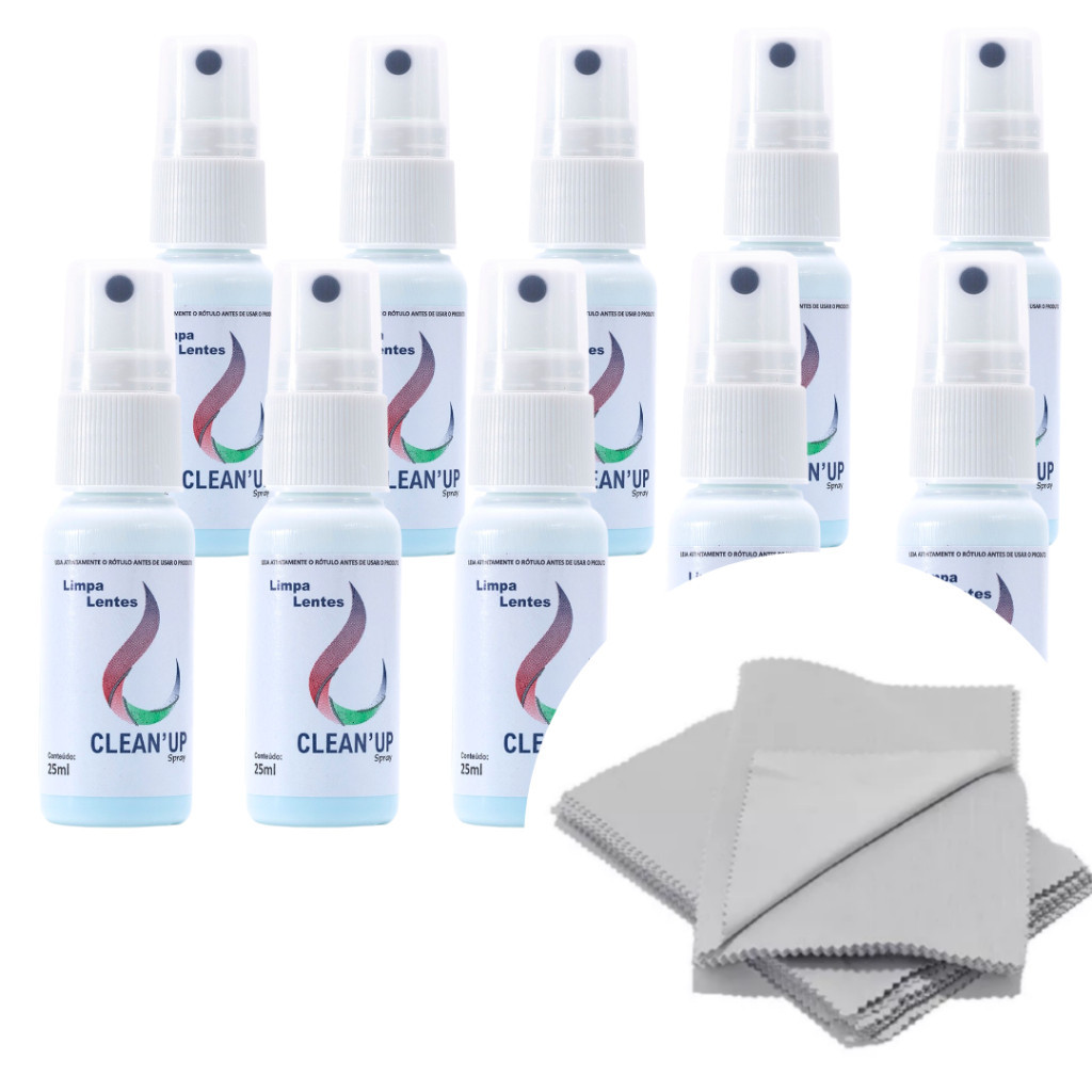 Kit de Limpa Lentes + Flanelas  Óculos Tv LCD Plasma Celular Clean Up 25 ML em Oferta na Shopee