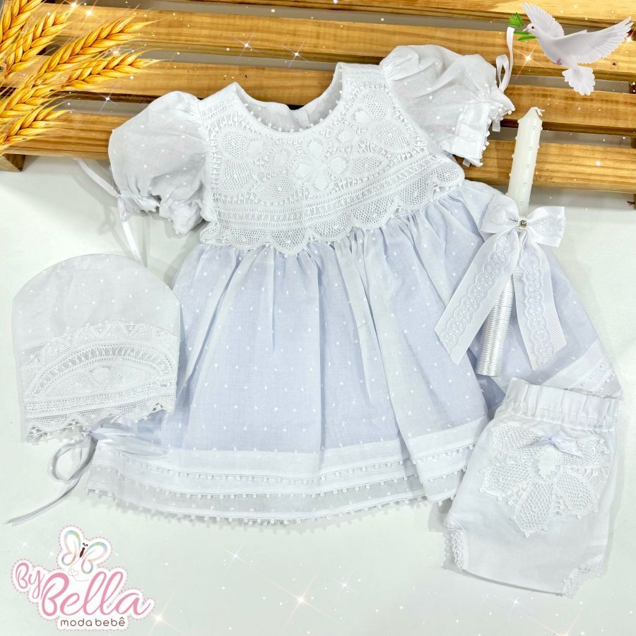 VESTIDO BATIZADO BATISMO BRACO IGREJA INFANTIL BEBÊ MOANA