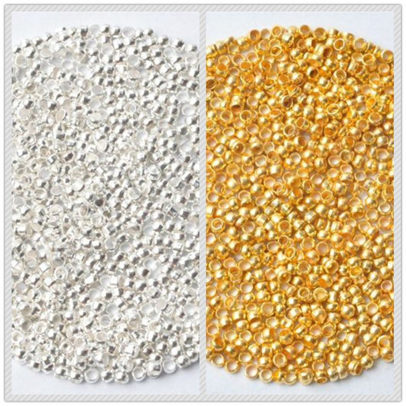 500 pcs Entremeio Bolinha de Metal FERRO Tamanho 2 mm  PRATA/ DOURADA Espaçador Contas em metal para Colar Pulseiras