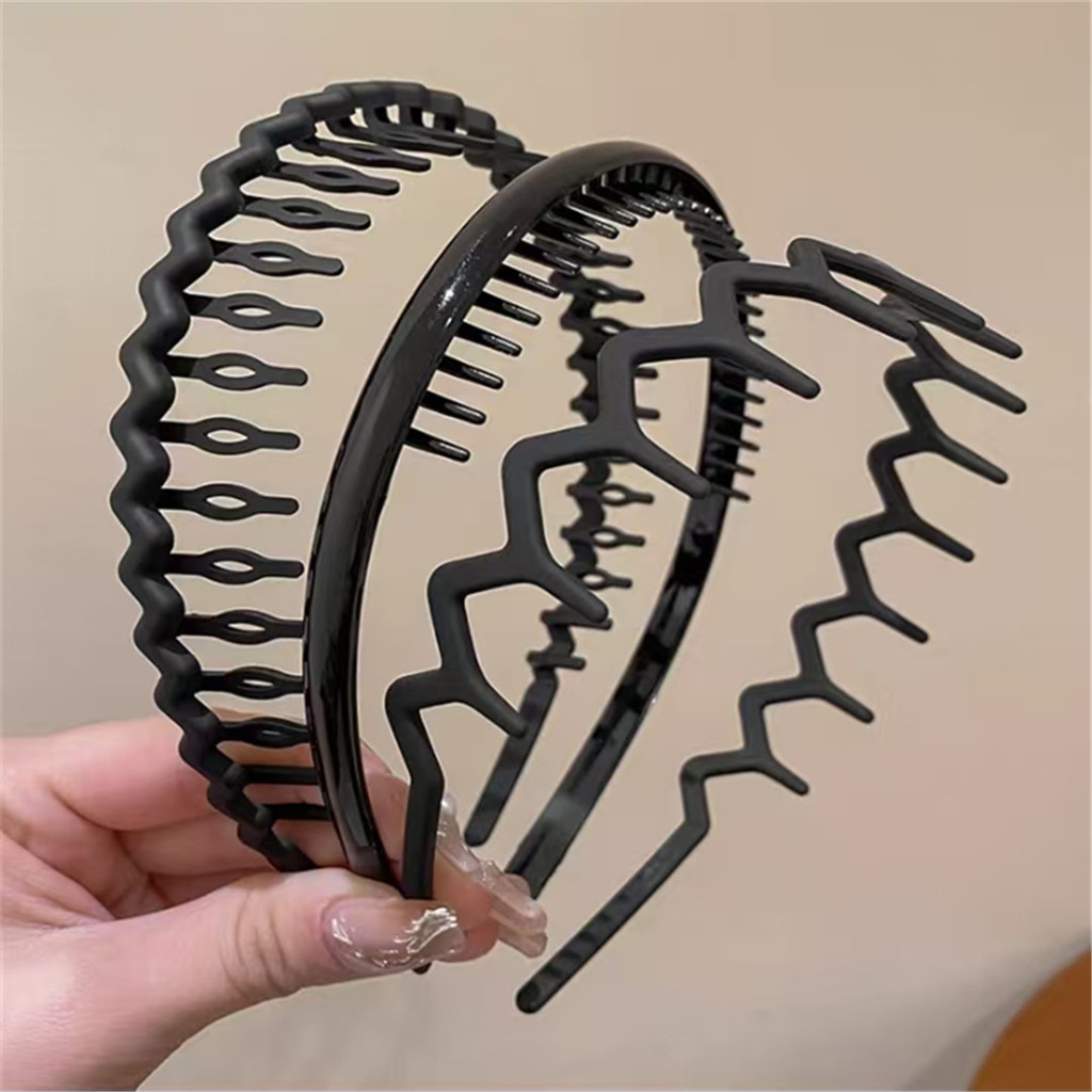 Conjunto Único De Faixa De Cabeça Com Dentes Pretos-Punho De Cabelo Unissex