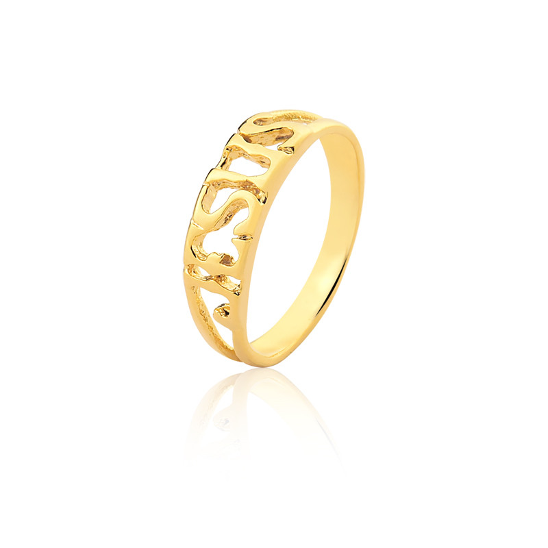 Anel Banho de Ouro 18K com Detalhe Jesus em Oferta na Shopee