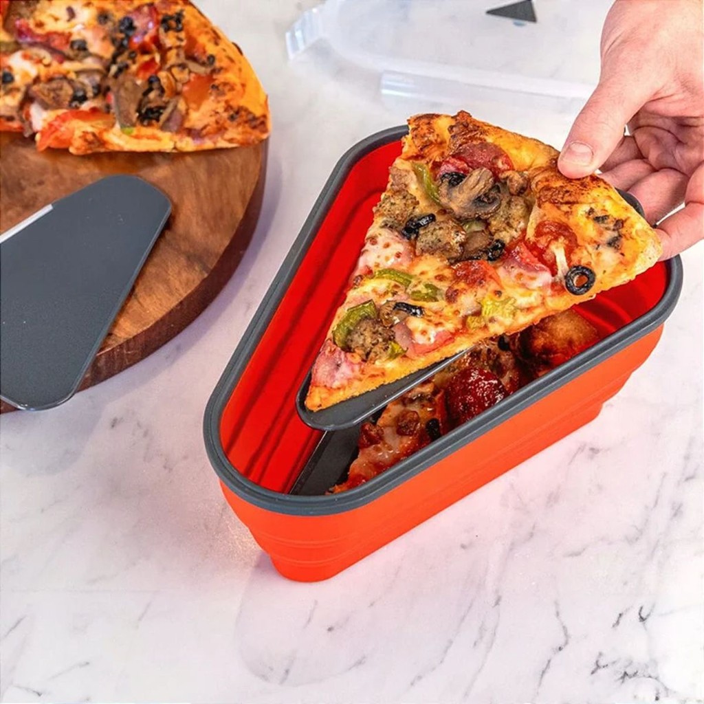 Pote Porta Pizza Retrátil Silicone Do Freezer Ao Microondas 5 Fatias