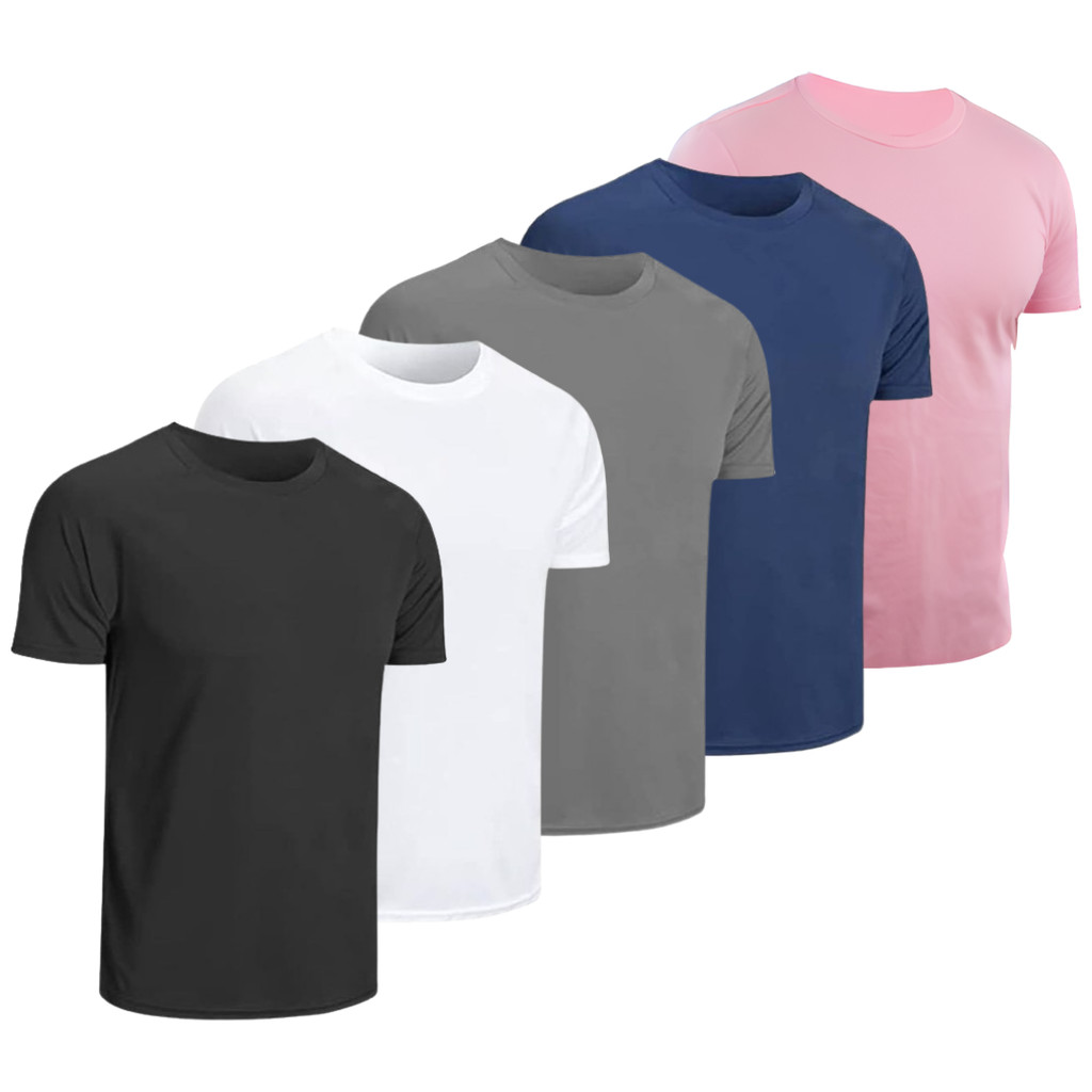 Kit 5 Camisetas Dry Fit Masculina Lisa Casual Treino Academia Esportes Exercícios Corrida