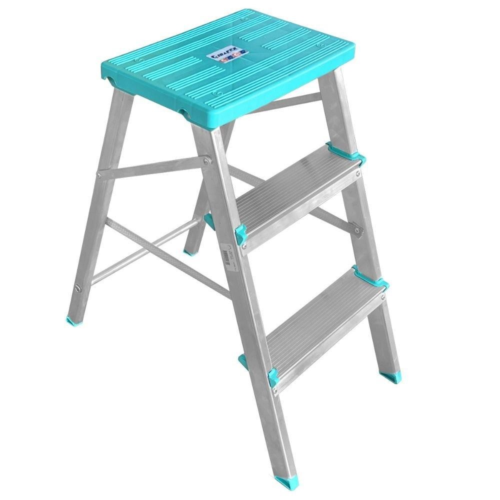 Escada Banqueta Alumínio Dobrável 3 Degraus at 120kg GIBAFER em Oferta na Shopee