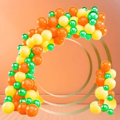 Kit 125 Balões LARANJA 7”+ AMARELO 7”+ VERDE Metalizado 5” Balão Bexiga Liso/Cromado P Festas KIT10 (CHOCO)