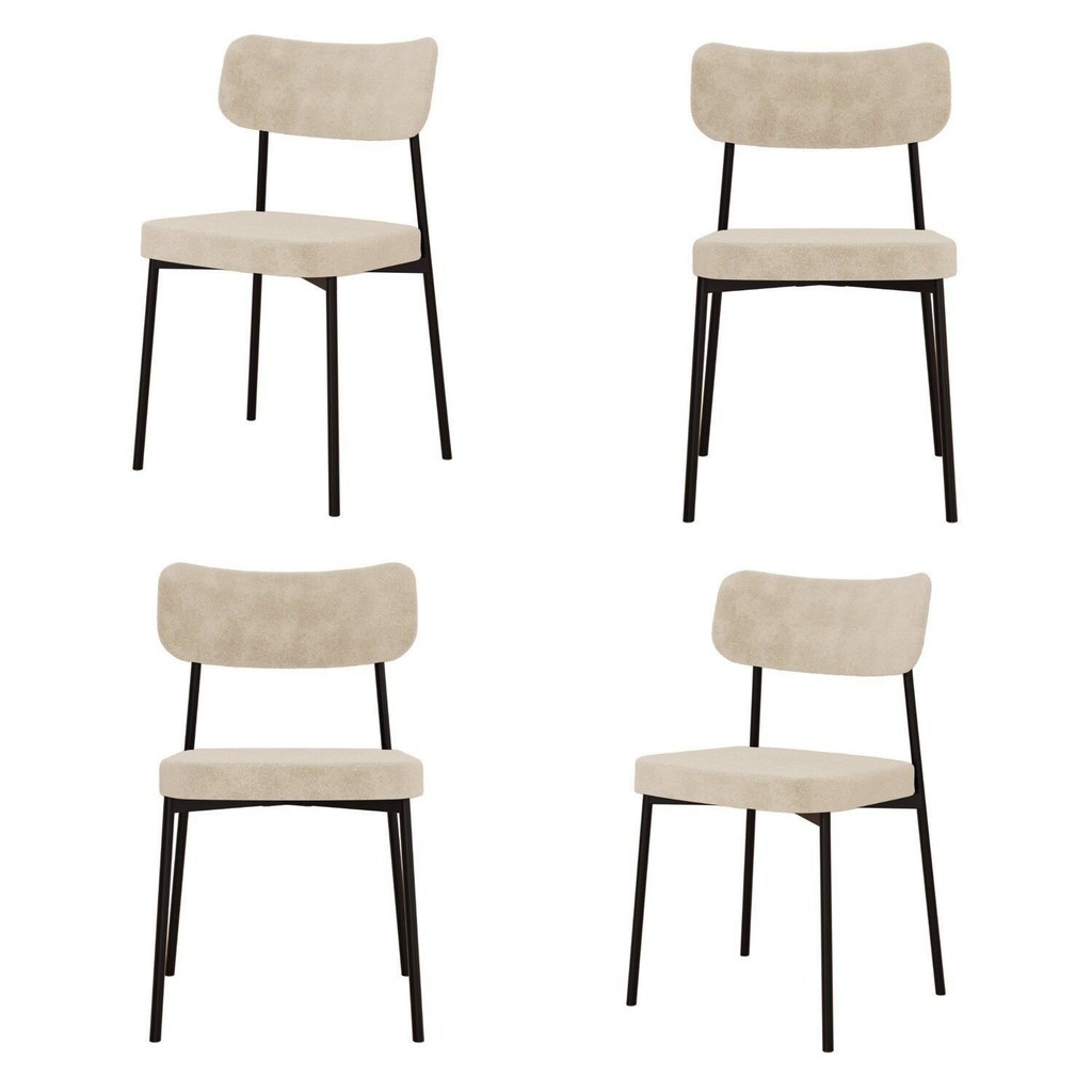 Kit com 4 Cadeiras para Sala de Jantar Mona Yescasa Boucle Vanilla em Oferta na Shopee