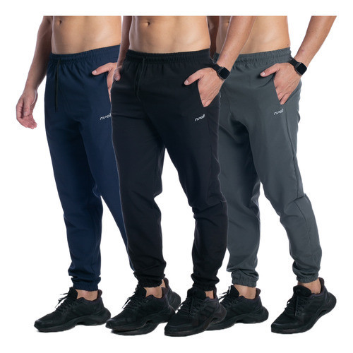 Kit 3 Calça Tactel Elastano Jogger Masculina Corta Vento Treino Academia Esportiva em Oferta na Shopee
