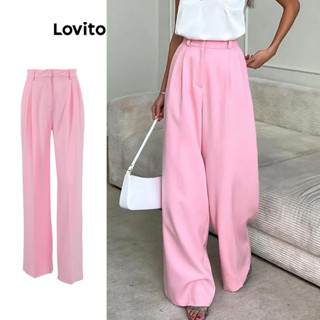 Lovito Calças Elegantes Com Bolso Liso Para Mulheres LNL43109