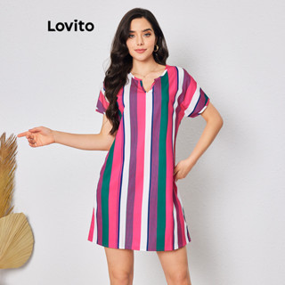 Lovito Vestido Boho Listrado Recortado Para Mulheres LBL08465