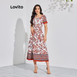 Lovito Vestido Boho Tribal Com Babados Para Mulheres LBL08139