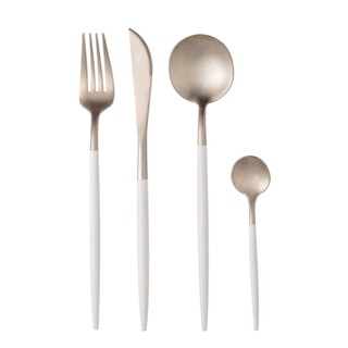 Faqueiro 24 Peças Wolff Kyoto de Aço Inox Inox e Branco