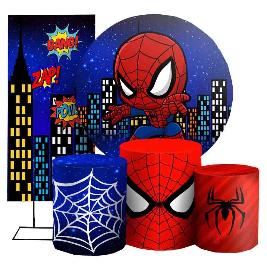 Painel rede vert + Cilindro +em tecido homem aranha baby