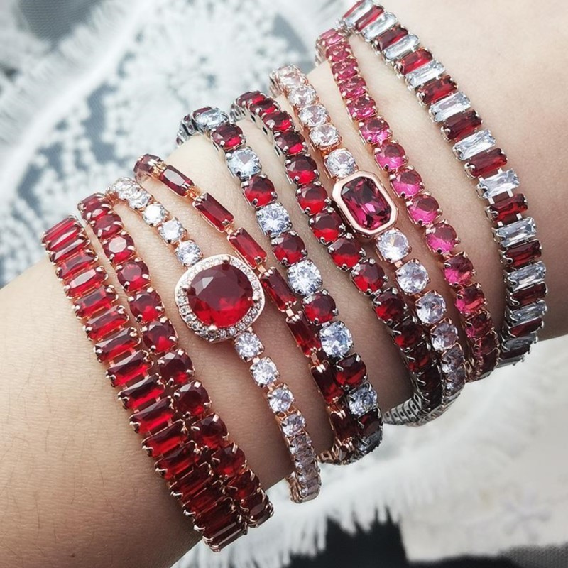 Designer Zircônia Vermelha Pulseiras De Tênis Curto Para Mulheres Homens Cadeia Ajustável De Cristal Deslumbrante Na Festa Da Mão Jóias De Presentes Diários em Oferta na Shopee