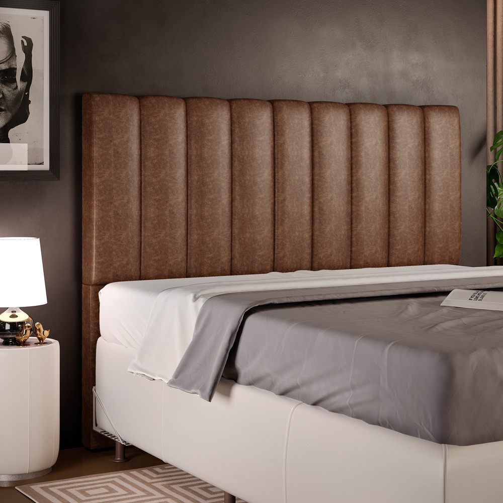 Cabeceira Cama Box Casal King 195 cm Dália W01 Courissimo Marrom - Lyam Decor em Oferta na Shopee