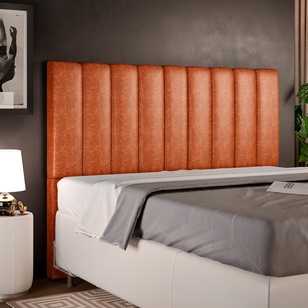 Cabeceira Cama Box Queen 160 cm Dália W01 Couríssimo Camel - Lyam Decor em Oferta na Shopee