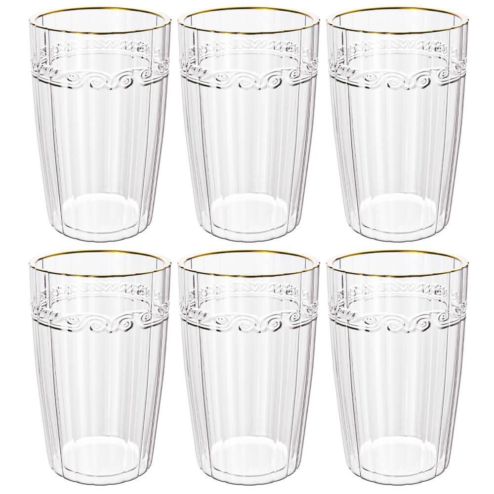 Jogo De Copos De Cristal Transparente Fio De Ouro Imperial 370ml 6 Peças - Lyor em Oferta na Shopee