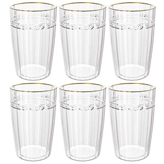 Jogo De Copos De Cristal Transparente Fio De Ouro Imperial 370ml 6 Peças - Lyor em Oferta na Shopee