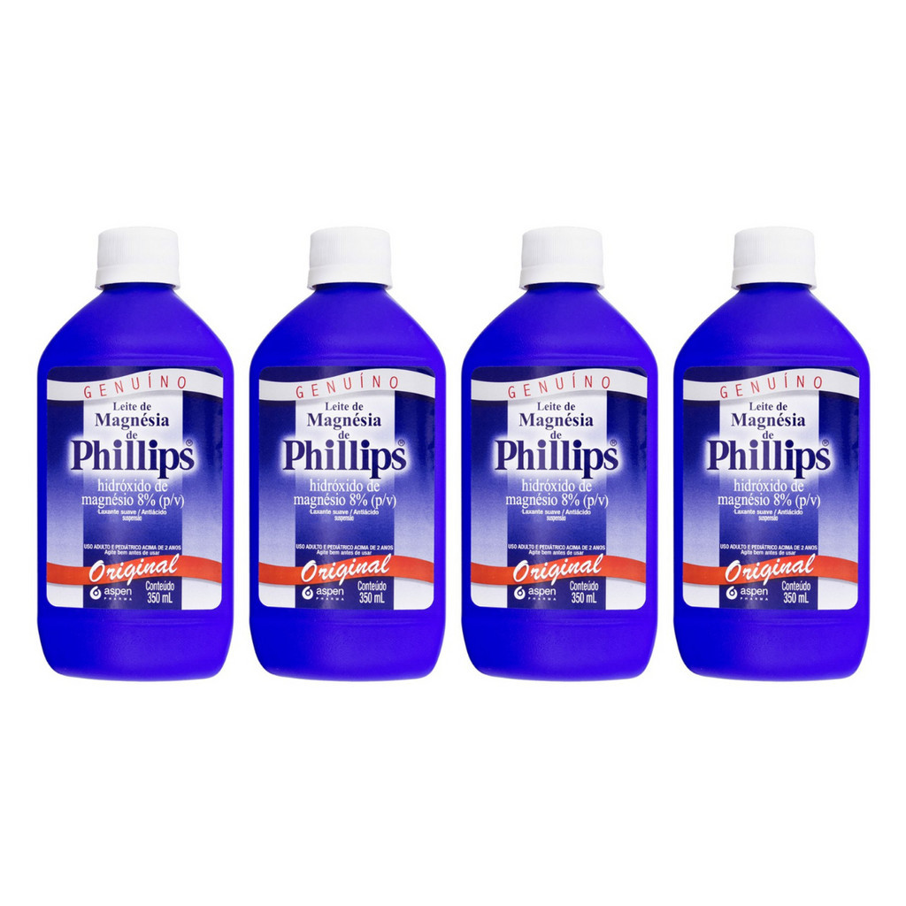 4x Leite De Magnésia Phillips Sabor Tradicional Com 350ml