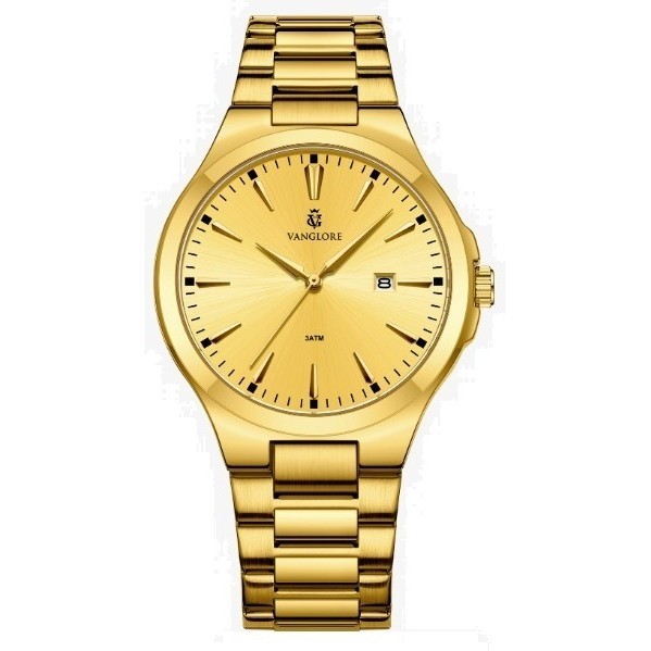 Relógio Masculino- pulso Casual Clássico Moderno Dourado Vanglore 4355a 40 mm Upclassic Esporte Fino