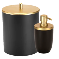 Kit Lixeira Cozinha 5L E Porta Sabonete Liquido De Luxo