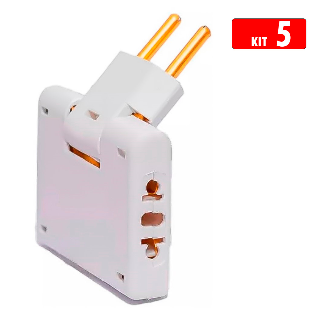Kit Jogo 5 Adaptador De Tomada Articulado Dobrável Com 3 Saídas 10A Benjamin Flexível Até 250v em Oferta na Shopee