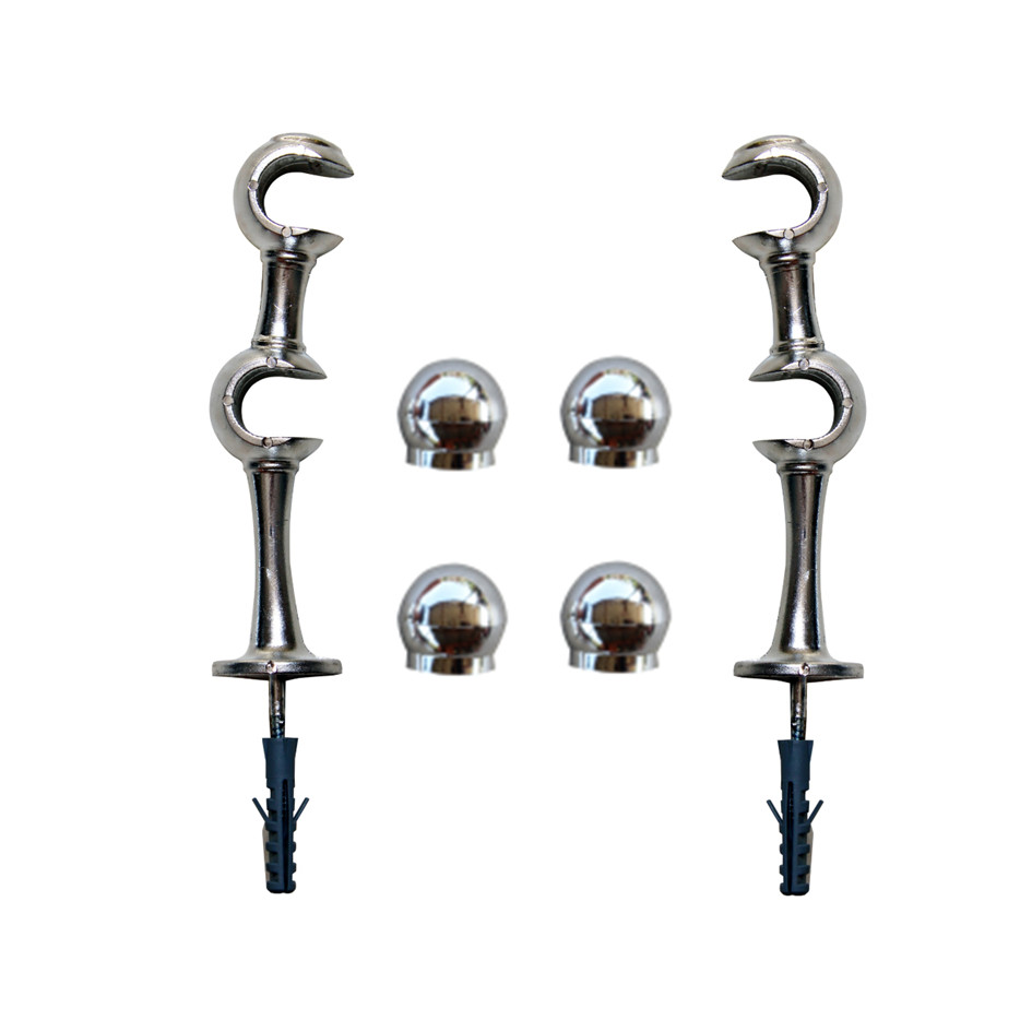 Suporte Para Varão Cortina Duplo 19/19mm 2un Cromado Com Ponteiras