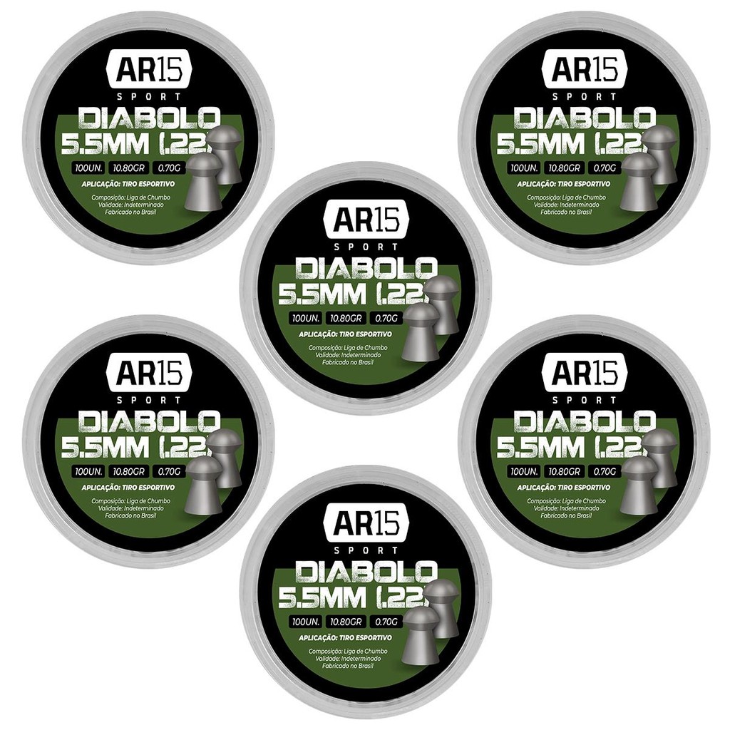 6un - CHUMBINHO AR15 DIABOLO 5,5MM 100UN 10,80GR em Oferta na Shopee