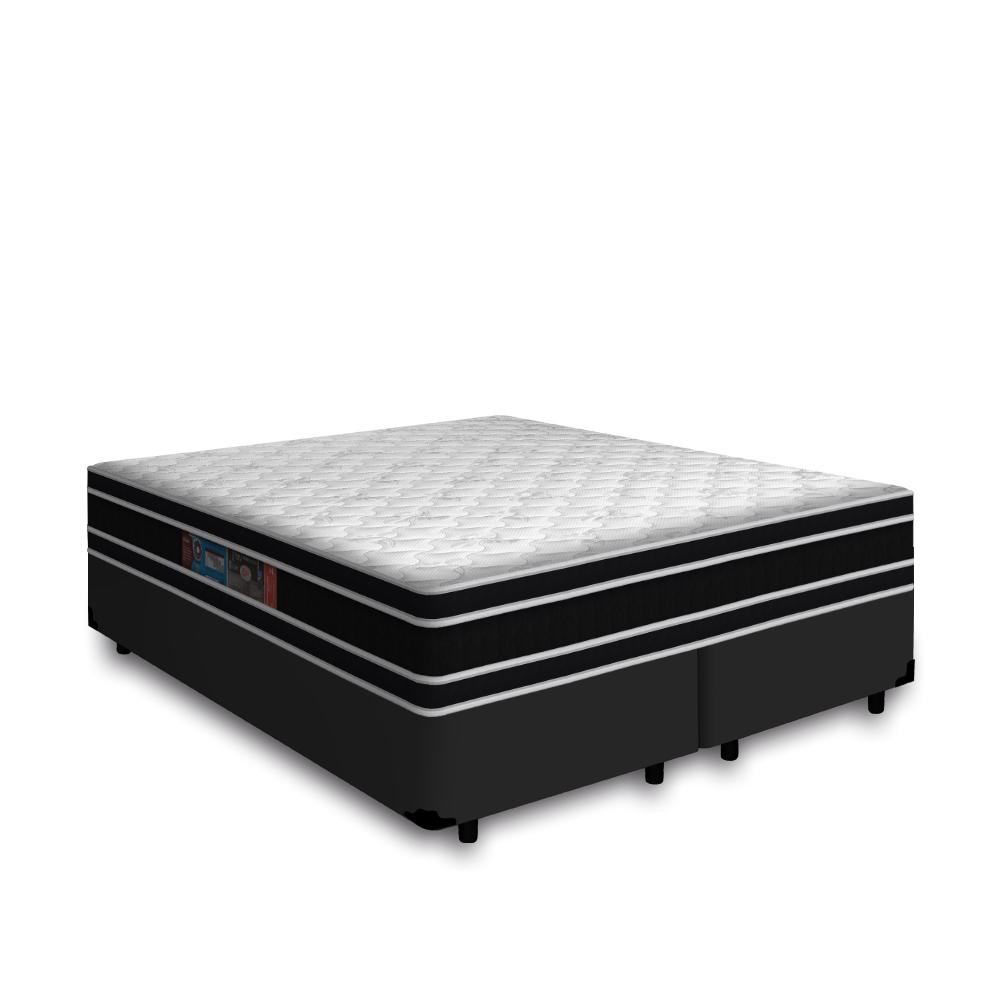 Cama Box Queen + Colchão De Espuma D33 Castor Black White Double Face 158cm