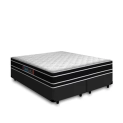 Cama Box Queen + Colchão De Espuma D33 Castor Black White Double Face 158cm