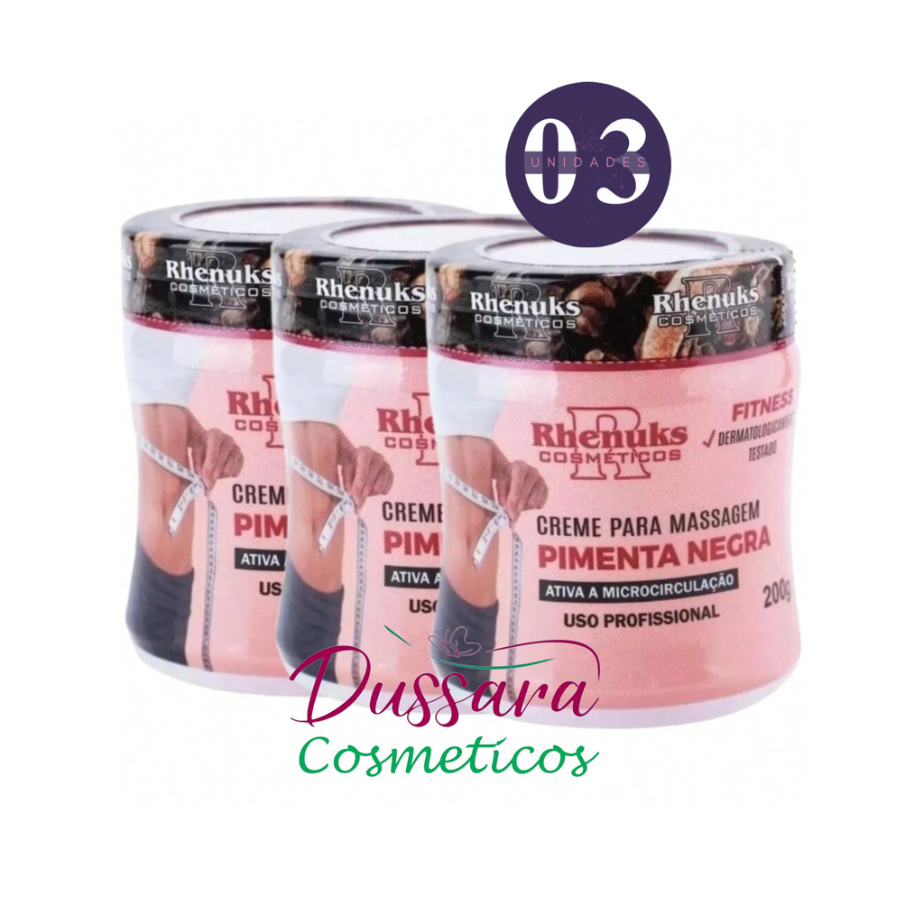 Kit 3 Gel Pimenta Negra 200g - Massageador / Redutor de Medidas e Celulites