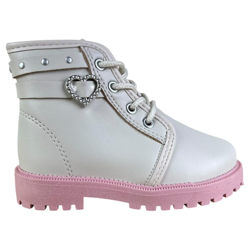 Bota Coturno Bebê Menina Molekinha Napa Sola Tratorada