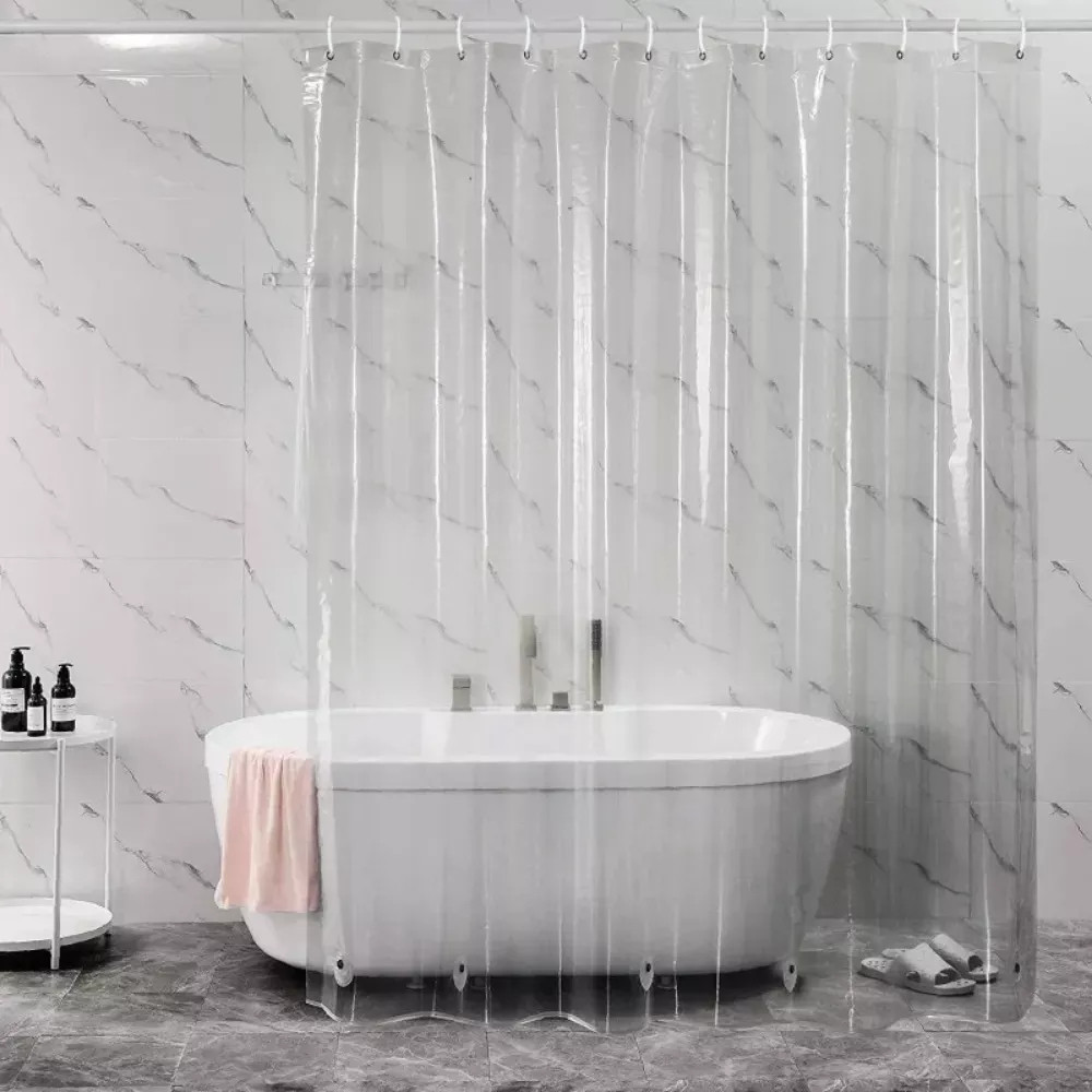 Cortina para Box de Banheiro Transparente Cristal Com Ganchos Plástico 100% POLIETILENO PE...