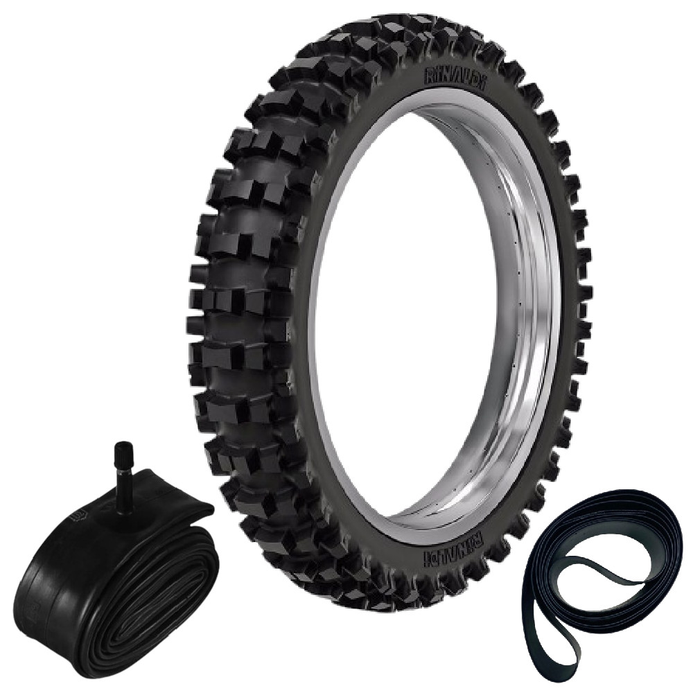 Kit Pneu Crf230 Ttr 230 Klx 300 100/100-18 59m Sr39 Rinaldi + Camara + Cinta