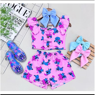 Conjunto Stitch Infantil 2 ao 8 Moda Blogueirinha em Oferta na Shopee