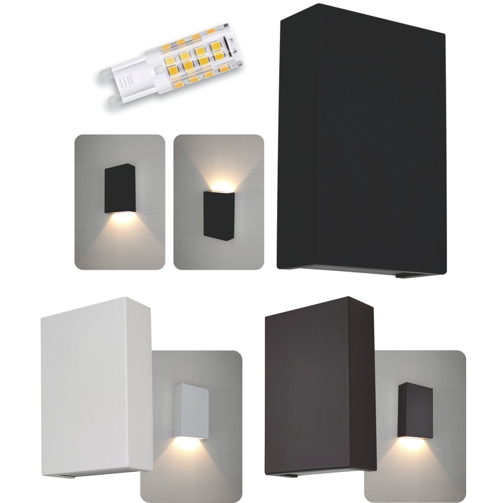 Arandela Efeito Parede Slim 1 Facho Externa 12cm + Led G9 5w Iluminação Casa Premium Muro Interno