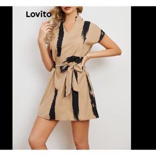 Lovito Vestido Elegante Patchwork Com Cinto Para Mulheres LNL43049
